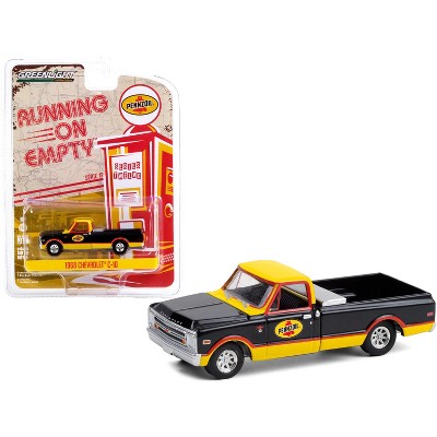1968 Chevrolet C-10 Pickup Truck w/Toolbox "Pennzoil" Black and Yellow "Running on Empty" 1/64 Diecast Model Car by Greenlight