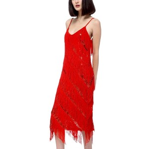 Anna-Kaci Women's Sequin Fringe Flapper Midi Dress - 1 of 4