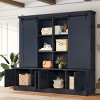 Modern Farmhouse Hall Tree Entryway Cabinet with Sliding Barn Doors, 70.8" Large Storage Organizer for Living Room Hallway-3irtyhousy - 2 of 4