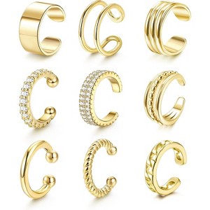 Non-Piercing Gold Ear Cuffs for Women - Clip-On Cartilage Ear Cuff, Lightweight Hypoallergenic Ear Jewelry - 1 of 4