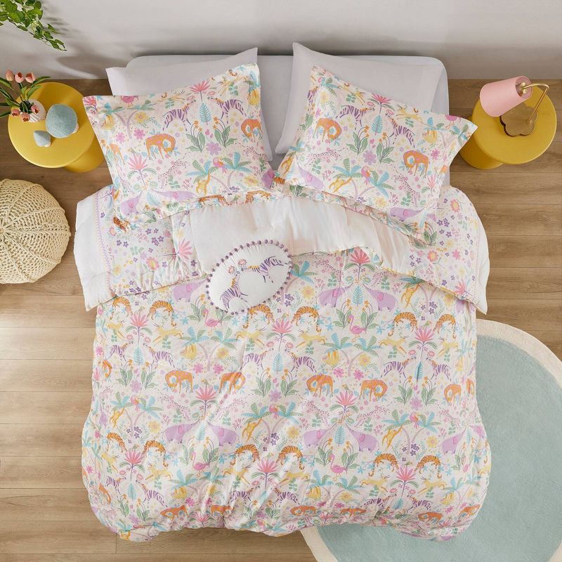Maisie Floral Reversible Cotton Kids' Comforter Set with Throw Pillow Purple - Urban Habitat, 4 of 16