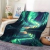 1pc Aurora Borealis Flannel Blanket ¨C Cozy All-Season Throw with Stunning Northern Lights & Pine Tree Reflection Design. - 3 of 4