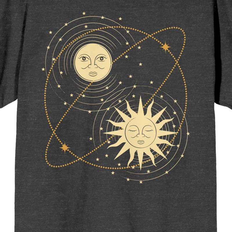 Celestial Tropics Sun And Moon Men's Charcoal Heather T-Shirt, 2 of 4