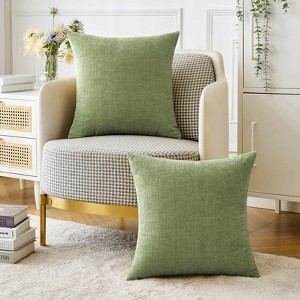 Pack of 2 Couch Throw Pillow Covers 18x18 Inch Spring Soft Sage Green - 1 of 2