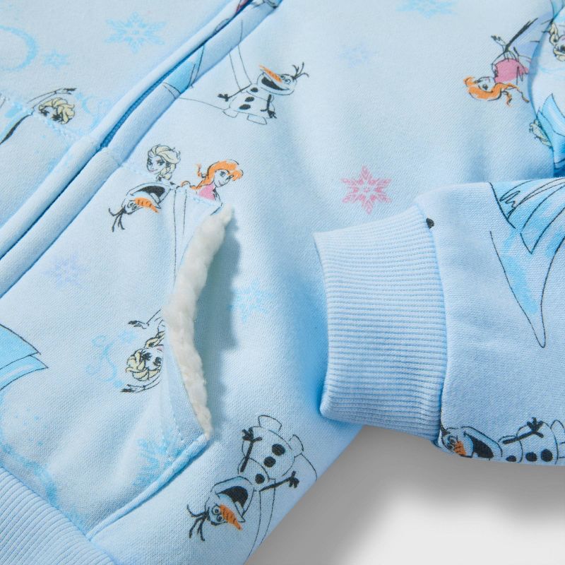 Toddler Girls' Frozen Faux Shearling Hooded Zip-Up Sweatshirt, 3 of 4