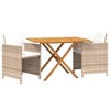 vidaXL Garden Dining Set Brown Solid acacia wood Medium Removable Covers - Beige - 3 of 4