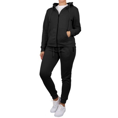Rudoplh Women's Loose Fit Fleece-Lined Full Zip Hoodie & Jogger 2-Piece Set