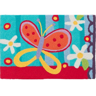 Jellybean Beautiful Butterfly Doormat – 20" x 30" Colorful Indoor/Outdoor , Washable & Durable Accent Mat for Entryway or Porch