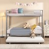 NicBex Twin Size Bunk Bed Metal Bed Frame with Trundle, Ladder and Full Length Guardrail, No Box Spring Required, Silver - 2 of 4