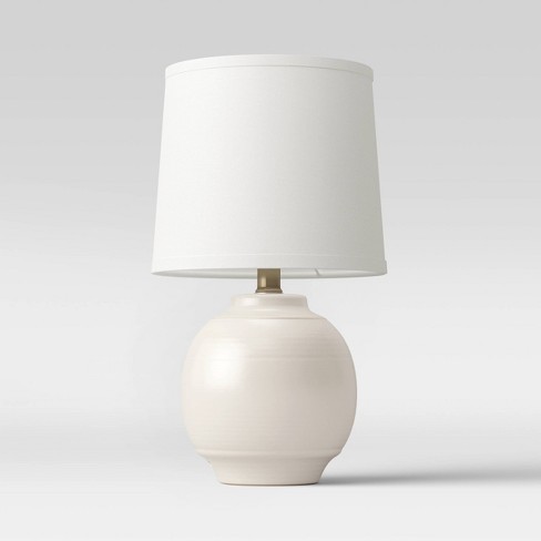 Antique Textural Ceramic Accent Lamp, Cream Colored Ceramic Table Lamps
