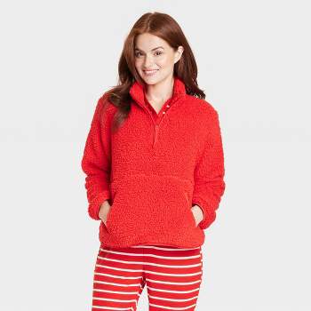 Women's Faux Shearling Matching Family Half Zip Pullover - Wondershop™ Red
