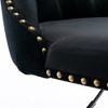 SKRAN Swivel Velvet Barstools Set of 2, Adjustable Seat Height Tufted Back Hand-Hammered Rivets Black Metal Leg For Home Pub & Kitchen Island - 4 of 4