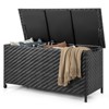 WELLFOR 85gal Outdoor Wicker Storage Box with Removable Liner and 2 Wheels Black - 2 of 3