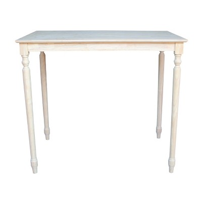 Industrial Solid Wood Bar Height Dining Table with Turned Legs