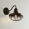 Franklin Iron Works Park Farmhouse Rustic Wall Light Sconce Oil Rubbed Bronze Hardwire 8 1/2" Fixture Gooseneck Arm Metal Cage for "Bedroom Bathroom - 2 of 4