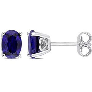 EVERLY JEWELRY | Sterling Silver Oval-cut Gemstone Stud Earrings– Multiple Gemstone Options - 1 of 4