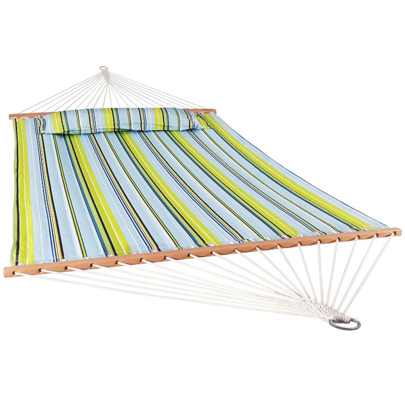 Sunnydaze Two-Person Quilted Fabric Hammock with Spreader Bars - 450 lb Weight Capacity, 1 of 26