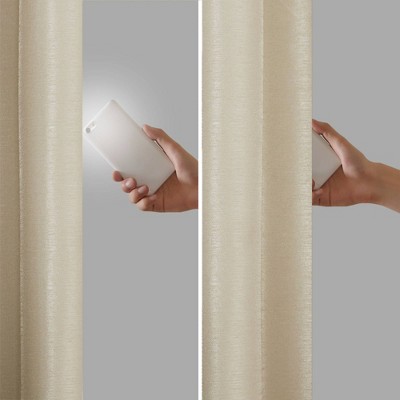 Champagne Faux Silk Blackout Tab Top Window Panel
