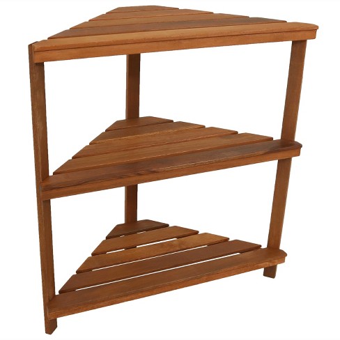 36 H Meranti Wood 3 Tier Corner Plant Stand Brown Sunnydaze Decor Target