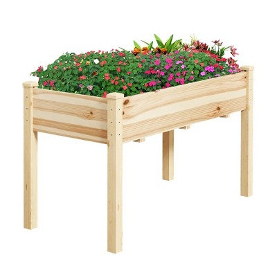 SUGIFT Raised Garden Beds for Outdoor Plants Wood Planter Box for Backyard, Patio - Natural