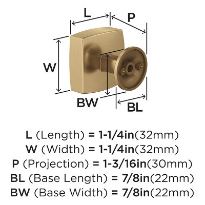 Everett 1-1/4 inch Champagne Bronze Square Cabinet Knob