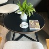 Vynxaria Distressed Gray Round Coffee Tables with Black Frame - 3 of 4
