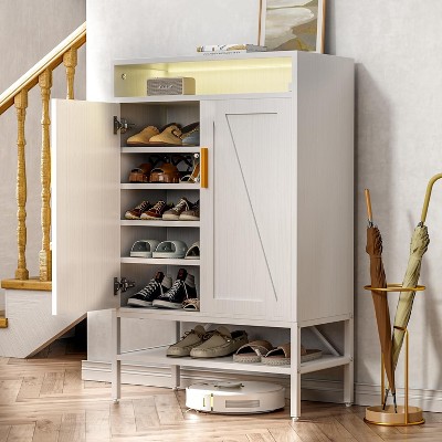 7-Tiers Shoe Storage Cabinet for Entryway, Shoe Rack Organizer Cabinet with Doors and Adjustable Shelves Living Room, Bedroom, Hallway
