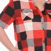 Plus Size Short Sleeve Plaid Button-Down Shirt Dress -White Mark - 4 of 4