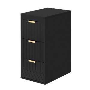 CAVINAS Wall-Mounted Floating Storage Cabinet with Decorative Lines,12" Side Bathroom Cabinet with Drawer,Bathroom Organizers and Storage - 1 of 4