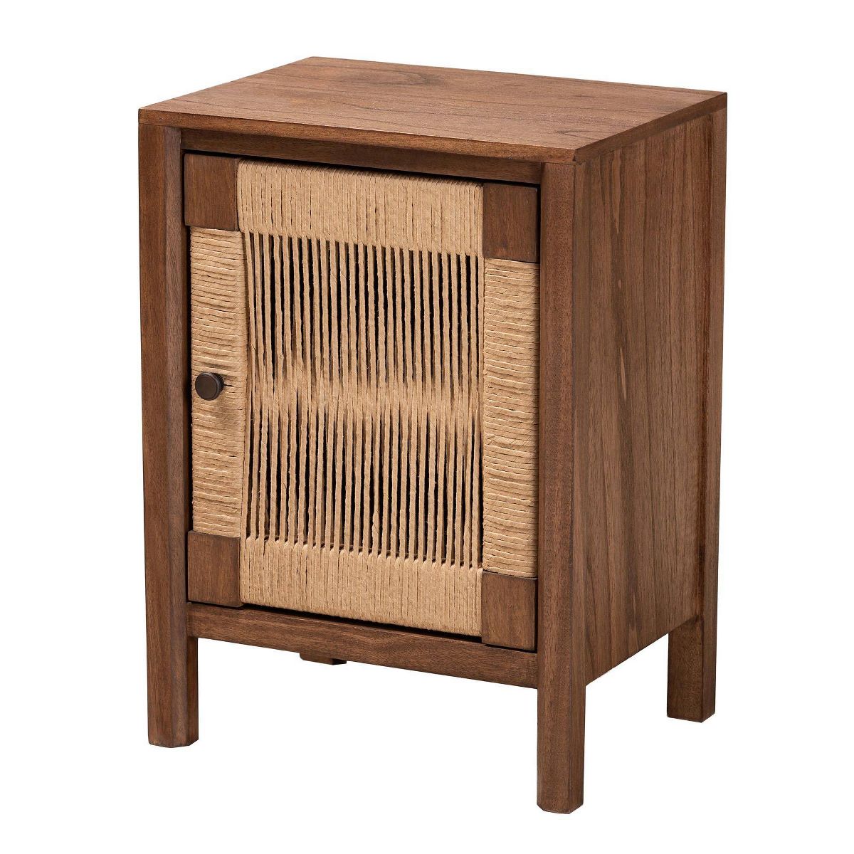 bali & pari Holitz Bayur Wood Nightstand Walnut Brown/Light Brown: 21.7" High, No Assembly Required