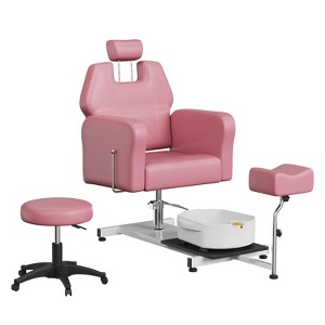 FinerFurnis Pedicure Chair, Stylish Pedicure Tub with Adjustable Foot Rest and Telescopic Headrest, Backrest Reclines Up to 130°, No Plumbing - 1 of 4