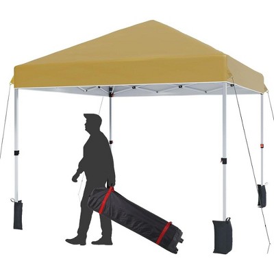 Outdoor Tent, Portable Coating Tent 10 x 10 ft, Picnic Tent, Folding Canopy Tent with Hand Bag, Waterproof Windproof UV Protection Tent, Khaki