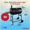 Grill Boss 30 Inch Barrel Charcoal Grill with Adjustable Grate, Large Cooking Area, Built In Temperature Gauge, and Durable Cast Iron Grates, Black - 2 of 4
