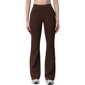 Anna-Kaci Active Women's High Waist Flare Lounge Pants with Smooth Woven Fabric and Fitted Contoured Silhouette - 1 of 4