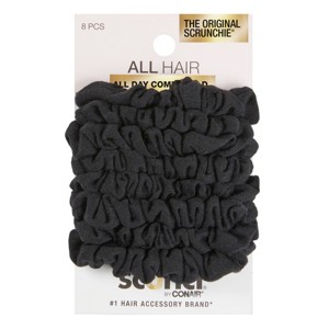 scünci No Damage Knit Scrunchies - Black - All Hair - 8pcs - 1 of 4