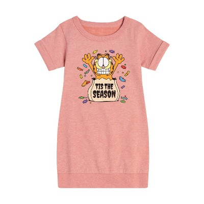 Girls' - Garfield - Tis The Season Graphic Short Sleeve Fleece Dress