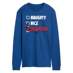 Men's - Marvel - Naughty Nice Deadpool Long Sleeve Graphic T-Shirt - 1 of 3