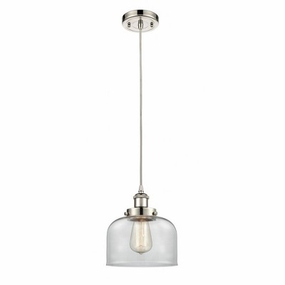Bell - 1 Light Cord Hung Mini Pendant In Industrial Style-10 Inches Tall and 8 Inches Wide