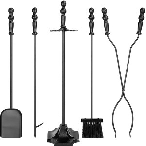 Best Choice Products 5-Piece Fireplace and Firepit Iron Tool Set w/ Tongs, Poker, Broom, Shovel, Stand - 1 of 4
