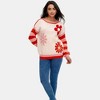 Knit & Lounge Women’s Bold Striped Floral Sweater Pullover Graphic Knit Long Sleeve Relaxed Fit Soft Statement Top - 2 of 4