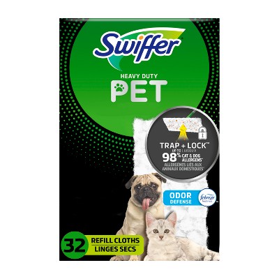 Swiffer Sweeper Pet Heavy Duty Multi-Surface Dry Cloth Refills for Floor Sweeping and Cleaning - 32ct