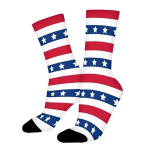 American Patriotic Stars Stripes Women Printed Crew Socks Funny Funky Socks Soft Polyester Novelty Gifts for Artists Men - 1 of 1