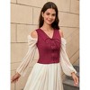 Women's Pirate Renaissance Vest Cosplay Costume Steampunk Bodice Corset Steampunk Waistcoat Burgundy L - 3 of 4