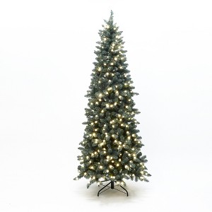 LuxenHome 7.5Ft Pre-Lit Green Christmas Tree with Bubble Lights & White Tips,Indoor/Outdoor Decor - 1 of 4