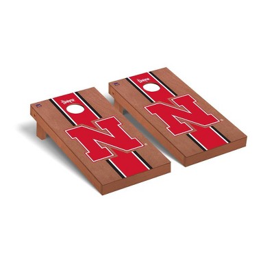 NCAA Nebraska Cornhuskers Premium Cornhole Board Rosewood Stained Stripe Version