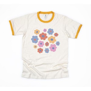 Simply Sage Market Women's Colorful Daisies Short Sleeve Ringer Tee - 1 of 2