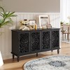 Okak Sideboard Cabinet with Floral Carvings, Bufft Cabinet with 4 Doors and 2 Shelves, Storage Cabinet for Living Room, Dining Room, Kitchen, Black - 4 of 4