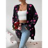 Heart Cardigan Sweater for Women Oversized Valentine Cardigan Cute Love Print Open Front Knit Sweaters Coat with Pockets - 2 of 4