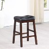 Black and Cappuccino 25" High Upholstered Bar Stools (Set of 2) - 2 of 4