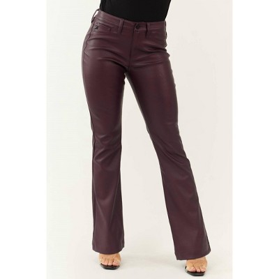 Women's Yoko Faux Leather Mid Rise Bootcut Pants - KanCan
